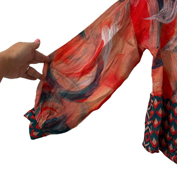 Blank London Womens Multicolor Watercolor Geometric Blouse Size 2XSmall - Picture 3 of 6